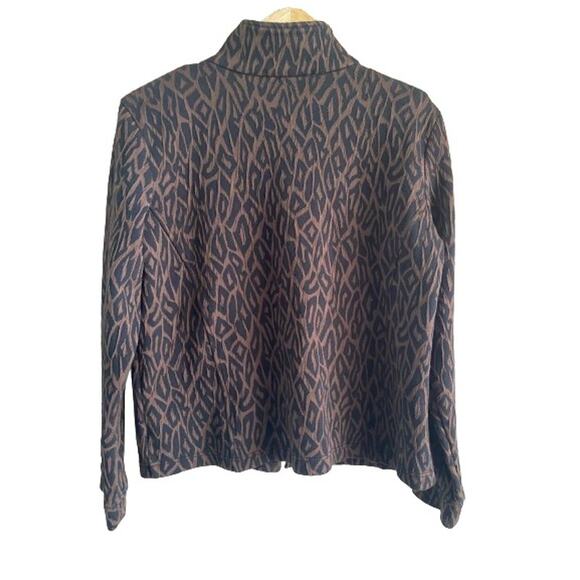 Rafael Sport Animal Print Brown Black Full Zip Stretch‎ Leisure Jacket Sz L - Picture 2 of 9